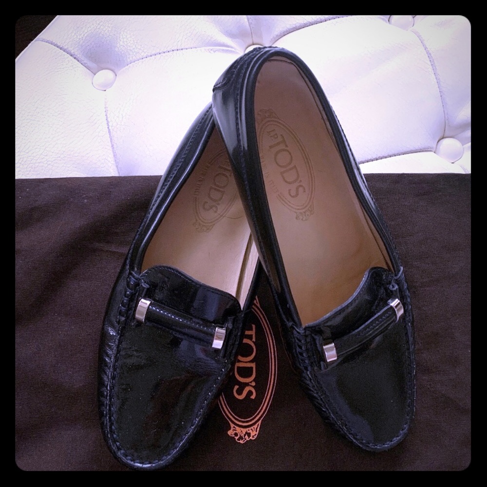 TOD'S Black Patent Leather Women's Loafers